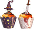 48 Pieces Halloween Cupcake Toppers Cupcake Wrappers Kit for Halloween Cake Decoration...