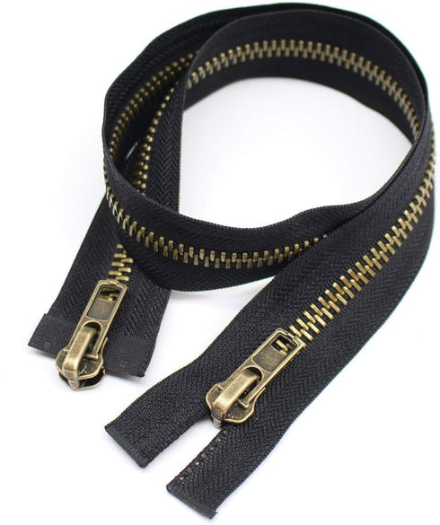YaHoGa #8 24 Inch Two Way Separating Jacket Zipper Large Antique Brass Metal Zippers for Jackets Coats Sewing Crafts (24" TW Anti-Brass)...