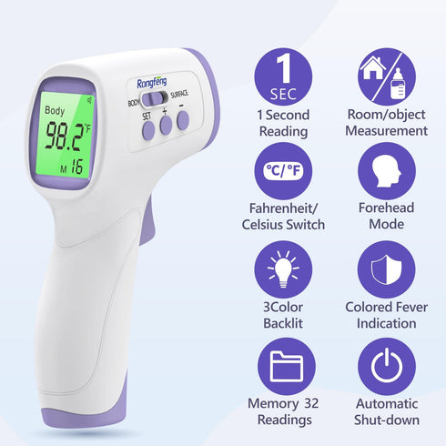 No-Touch Forehead Thermometer for Adults and Kids, Digital Thermometer with Fever Alarm, 3 Backlit and 32 Memories Fast Accurate Results, Easy for...
