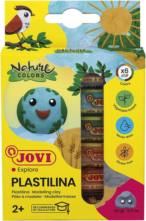 Jovi Plastilina Reusable and Non-Drying Modeling Clay; Nature Colors, 0.50 Oz. Bars, Set of 6, Perfect for Arts and Crafts Projects...