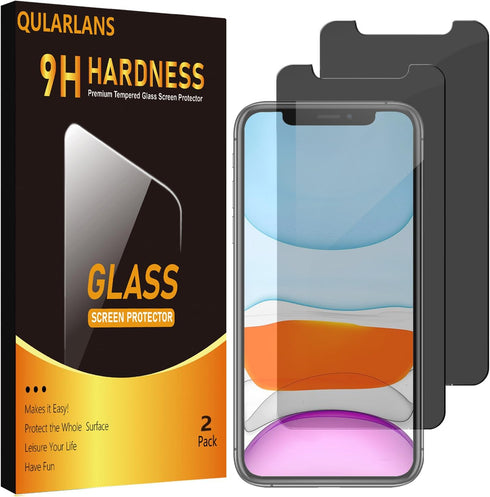 2 Pack Privacy Screen Protector for iPhone 11/XR 6.1 Inch, 9H Hardness Anti Spy Shock Resistant Tempered Glass HD Ultra Clear...