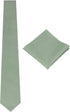 Mens Solid Linen Tie Set : Slim Necktie with Matching Pocket Square (Mint Green)...