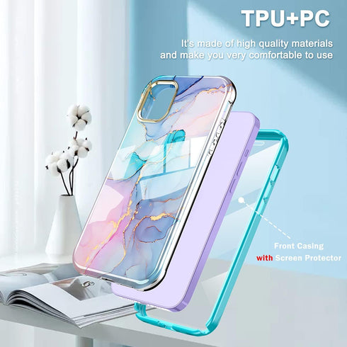Compatible for iPhone 12/12 Pro Case Built with Screen Protector, Lightweight and Stylish Full Body Shockproof Protective Rugged TPU Case for Appl...