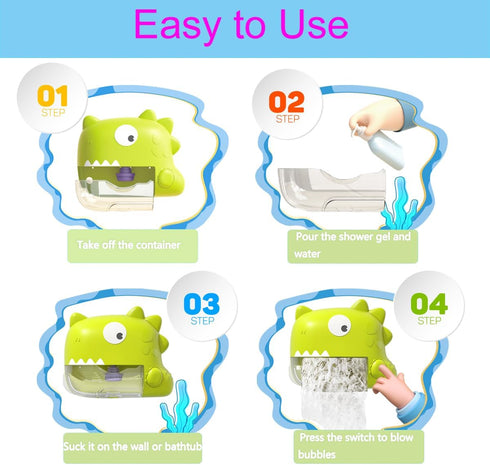 Baby Bath Toys - Dinosaur Automatic Bath Bubble Machine,Bathtub Bubble Maker with Music,Bathtime Shower Bathtub Toys for Toddlers,Birthday Gifts f...