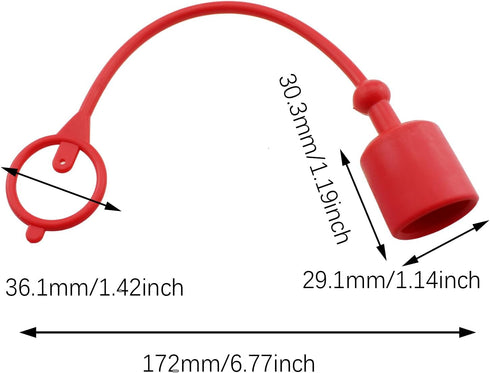 2PCS 1/2 Inch Hydraulic Coupler Male and Female Dust Cap Red Plastic Dust Cap Elastic Tube Cap Suitable for Hydraulic Quick Connect Coupler...