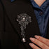 Bouquet Black Crystal Brooch for Unisex Teardrop Large Gorgeous Brooch Pin...