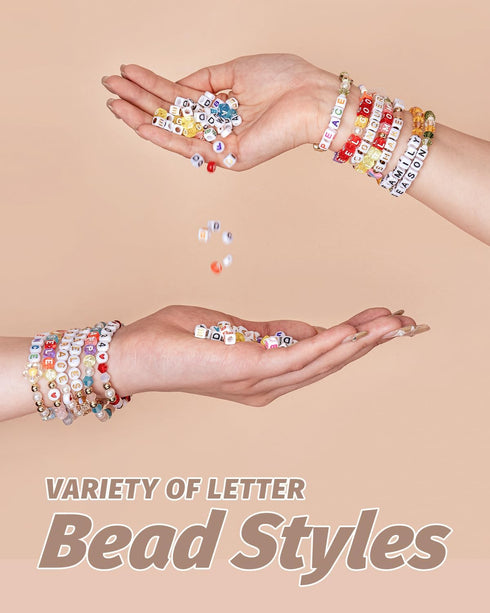 Alphabet Beads for Bracelets - 1650Pcs Round Acrylic Letter Beads A-Z with Extra Vowels & Number Beads and Spacer Beads - Ideal for Bracelets, Nec...