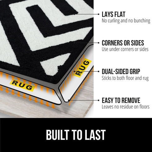 Gorilla Grip 16 Pack Rug Gripper Pads, Keep Area Rugs Corners from Curling and Bunching, Reusable Dual-Sided Flexible Sticky Pad, Grips Floor Unde...