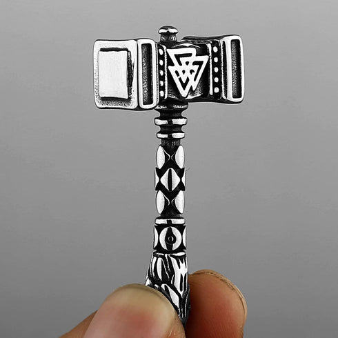 Stainless Steel Mjolnir Hammer Pendant Necklace Rune Amulet Noridc Viking Hammer Vintage Necklace Jewelry Gift for Men Women...