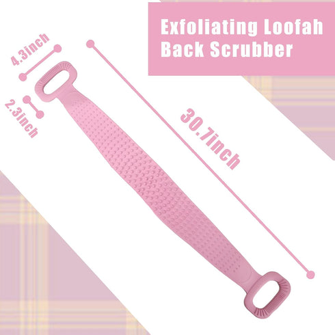 Silicone Back Scrubber for Shower - 30.7 Inches Back Washer with Handles - Exfoliating Body Scrubber Lotion Applicator for Men and Women Skin Heal...