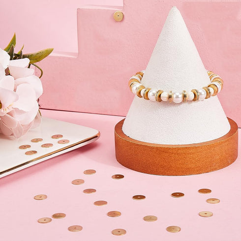 SUNNYCLUE 1 Box 300Pcs Real 18K Gold Plated Brass Disc Beads 8mm Flat Disc Spacer Beads Bulk Flat Round Golden Heishi Metal Loose Beads for Jewelr...