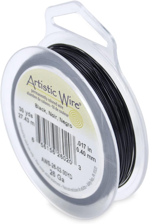 Artistic Wire, 26 Gauge Tarnish Resistant Colored Copper Craft Jewelry Wrapping Wire, Black, 30 yd...