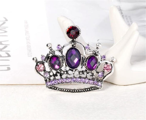 Rhinestone Crown Pin Brooch Women Pin Brooches Purple and Red Crown Lapel Pin Charm Jewelry Clothing Wear Accessori Fashion Couple Gifts...