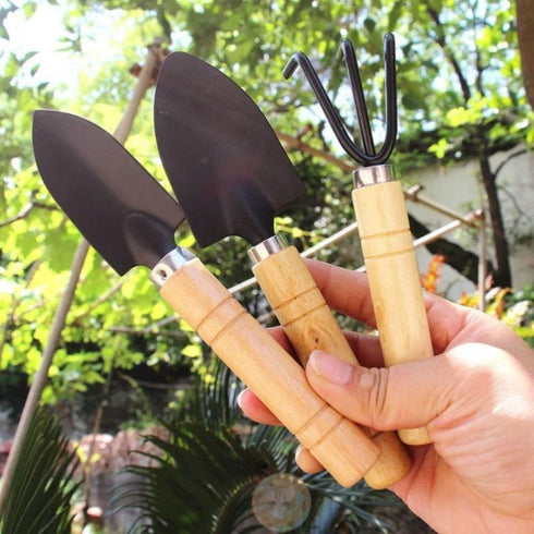 Mini Garden Shovel Weeding Household Flower Shovel Pot Plant Bonsai Tool Wooden Handle Gardening Potting Tool Handle Rake Gardening Shovel...