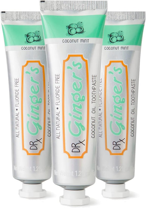 Dr. Ginger's Coconut Oil Toothpaste, Travel Size All-Natural Oil Pulling & Xylitol Blend for Fresh Breath, Gum Health, Plaque Prevention & Sensiti...