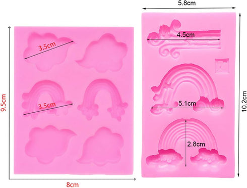 Fewo Rainbow and Cloud Fondant Molds Silicone Gum Paste Polymer Clay Resin Sugar Craft Mould Birthday Party Baby Shower Cake Cupcake Decorating To...