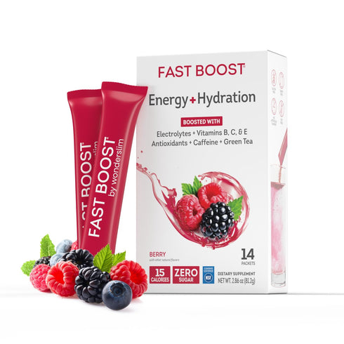 FAST BOOST Energy & Hydration Drink Mix - Berry | Sugar Free Electrolyte Powder Packets with Antioxidants, Green Tea Extract, B Vitamins, Vitamin ...