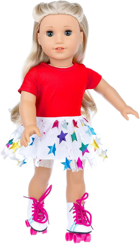 18 Inch Doll Accessories, Girl Doll Accessories, 7PC Travel Skating Sport Play Set, 18 inch Girl Doll Outdoor Sport Accessories (Not Include Doll)...