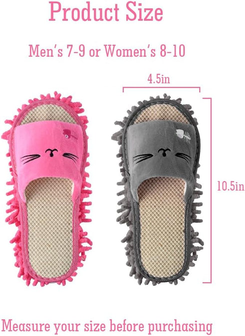 2 Pairs Microfiber Slipper Mop Slippers for Floor Cleaning? Reusable Floor Dust Tool for for Women Men House Kitchen Bathroom Office...