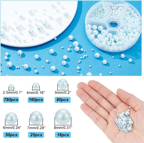 PH PandaHall 1113pcs Vase Filler Faux Pearls 6 Sizes No Holes Undrilled Imitated Pearl Beads Blue Makeup Filler Loose Beads for Christmas Wedding ...