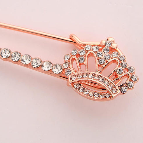 3Pcs Crown Safety Pin Women Crystal Brooch Pins Sweater Shawl Clips Rhinestone Brooches New Year Valentines Day for Women Men...