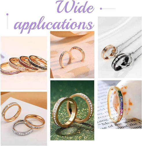 UNICRAFTALE 16Pcs 8 Sizes Titanium Steel Ring Blanks Rose Gold Grooved Finger Ring Settings Ring Core Blank for Resin Round Empty Rings Blanks for...