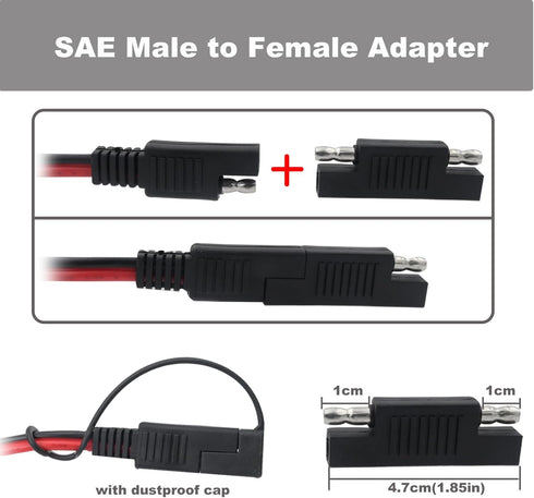 COMeap SAE to DC Adapter for Jackery Solar Panel, 3.31ft (1.01m) SAE to DC5521 Male Connector Cable with SAE Polarity Reverse Adapter DC8/6.5/5.5/...
