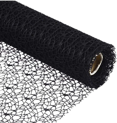 Mesh Ribbon Roll Spider Web Deco Ribbon Lace Net Jute Mesh Trim Ribbon Gauze Roll for DIY Craft Flower Packaging Door Curtain Background (Black)...