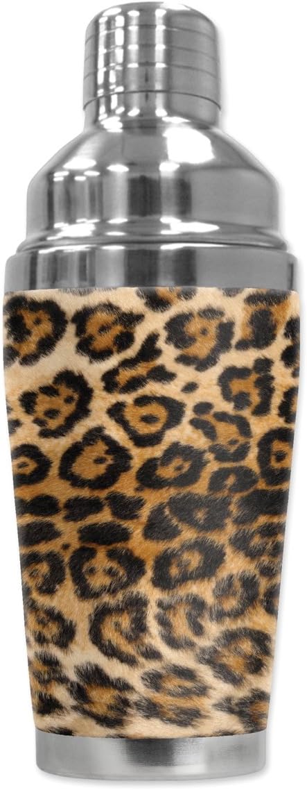 Mugzie "Spotted Leopard" Cocktail Shaker with Insulated Wetsuit Cover, 16 oz, Black...