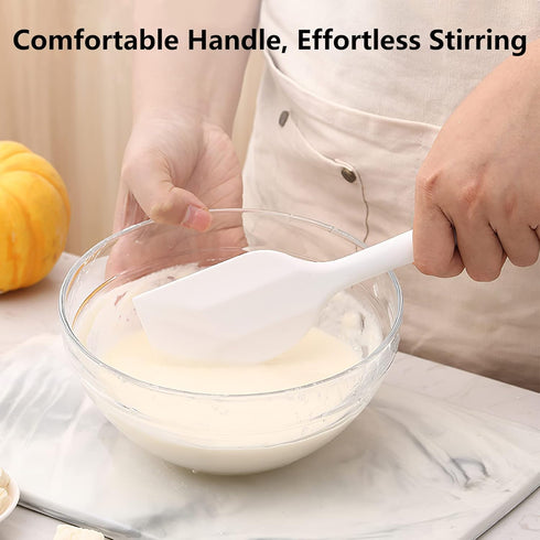 White Silicone Spatula for Cooking Heat Resistant, 10.8In Small Kitchen Spatula Silicone, Flexible Rubber Spatula for Baking...