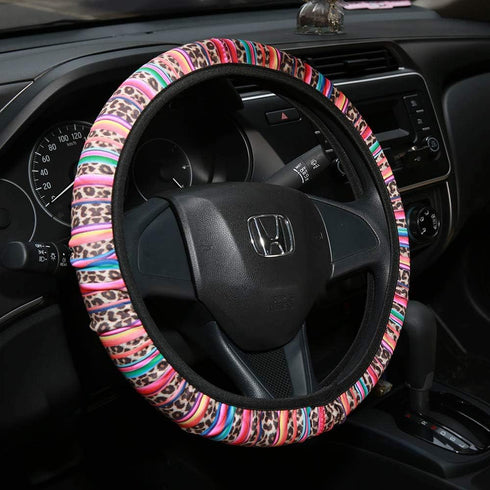 Universal Steering Wheel Covers, SUV Anti Slip Wheel Protector?Cute Car Steering Wheel Cover for Women and Girls (Stripe Leopard)...