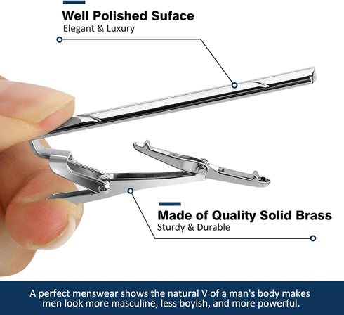 Tie Bars for Men Skinny Regular Necktie, Length 1.5 Inch-2.3 Inch, Tie Clips Set in Gift Box...