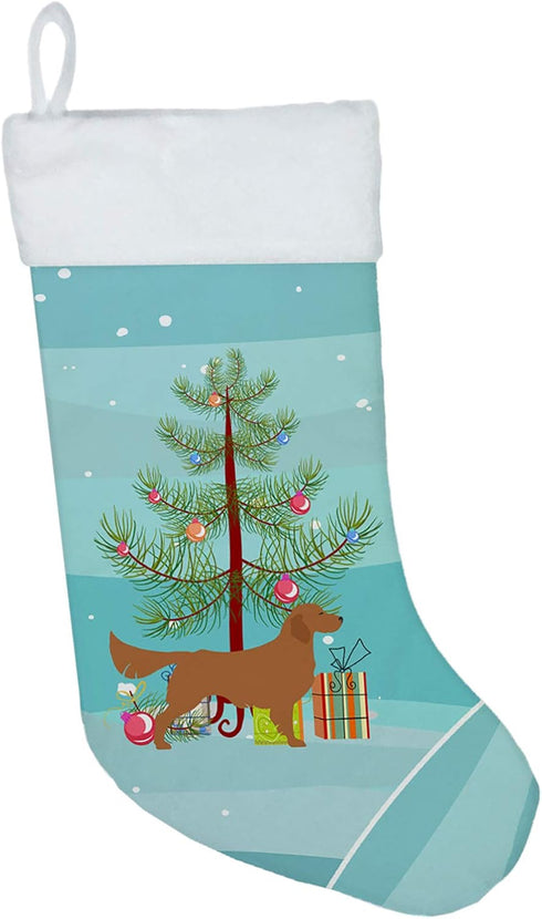 Caroline's Treasures BB2922CS Golden Retriever Merry Christmas Tree Christmas Stocking Fireplace Hanging Stockings Christmas Season Party Decor Fa...
