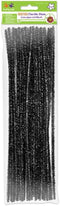 Krafty Kids GC025A 35 Piece Tinsel Chenille Stems Glitter Pipe Cleaners, 6mm by 12", Black...