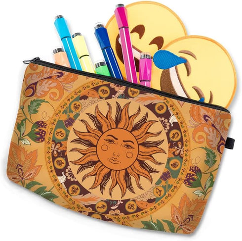 2 Pack Soft Makeup Bag for Purse, 3D Allover Printed Makeup Pouch with Zipper Cute Storage Washing Bag Small Pouch Gift for Women-Sun...