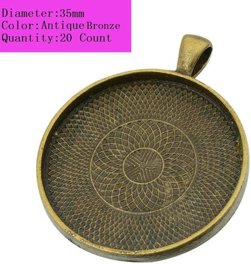 AKOAK 20 Pieces 35mm Diameter Antique Bronze Round Pendant Trays Pendant Blanks Cameo Bezel Cabochon Settings for Photo Charm or Cabochon...