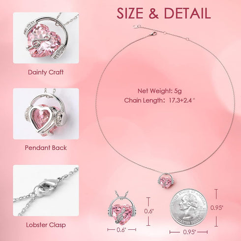 Necklaces for Women Music Note Necklace Heart Pendant Necklaces Birthstone Crystal Jewelry Christmas Mother Day Valentine Anniversary Birthday Gif...