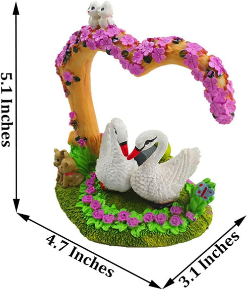 Aquarium Ornaments -Resin Heart Shaped Swan Aquarium Supplies for Theme Decorations Fish Tank Aquatic Plants Accessories...