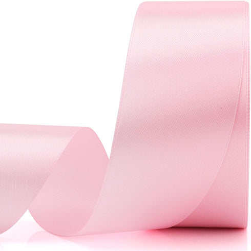 1-1/2 inch Light Pink Solid Satin Ribbon 25 Yards 100% Polyester Fabric Soft and Durable for Wedding Invitations, Bridal Bouquets, Sewing, Party D...