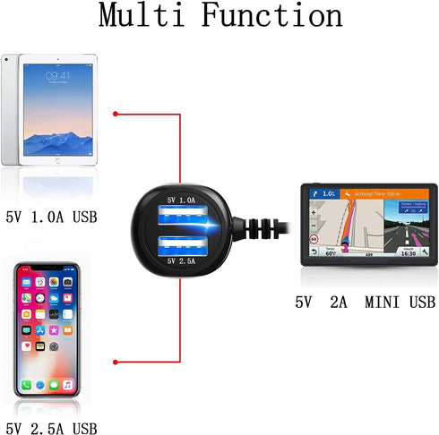 Dash Cam Charger Mini USB, Best Dual USB Charger, Compatible with Garmin,APEMAN, Rexing, Byakov, AKASO, Crosstour, Trekpow, Pruveeo, OldShark, Gar...