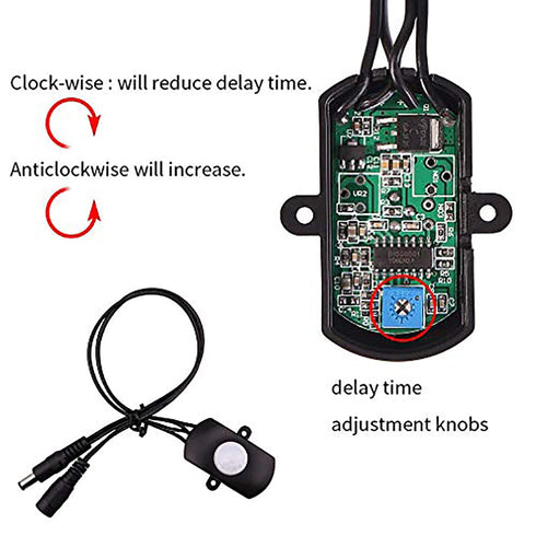 RGBZONE Automatic Mini 5A PIR Infrared Motion Sensor Detector Switch for LED Strip Light + Female Male DC Power Connector......