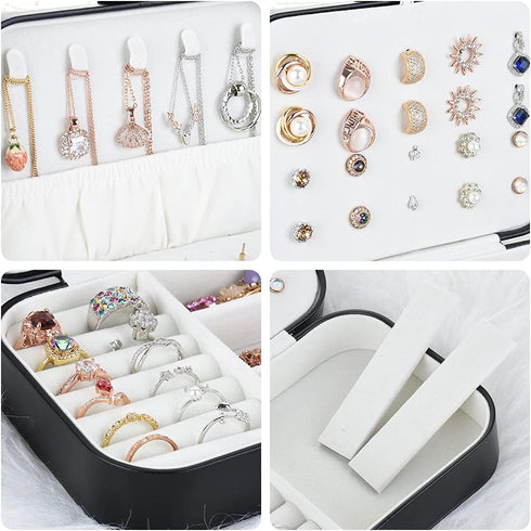 Travel Jewelry Organiser Cases, Jewelry Storage Box for Necklace, Earrings, Rings, Bracelet (Box-LBlack)...