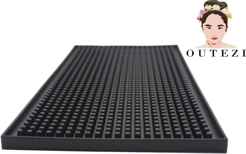Reusable Bar Mat for Coffee Maker Mats, Countertop Spill Mats, 6" x 12" Black Dish Drying Mat...