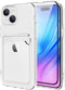 MZELQ Silicone Compatible with iPhone 15 Case, Card Holder Camera Protection Cover + Screen Protector, Card Slot Soft Slim Phone Case -Crystal......