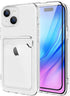 MZELQ Silicone Compatible with iPhone 15 Case, Card Holder Camera Protection Cover + Screen Protector, Card Slot Soft Slim Phone Case -Crystal......