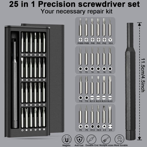 SuSuMu 24 in 1 Precision Screwdriver Set Tiny Screwdriver Set Magnetic Mini Screwdrivers Set with Case Repair Tool kit for Laptop, iPhone, Compute...