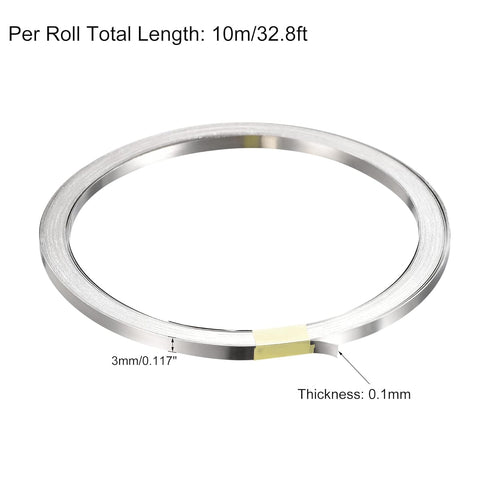 MECCANIXITY 1 Roll 10 Meter Nickel-Plated Steel Strip, Connecting Plate Steel Tape for Battery and Spot Welding, 3x0.1mm(WxT)...