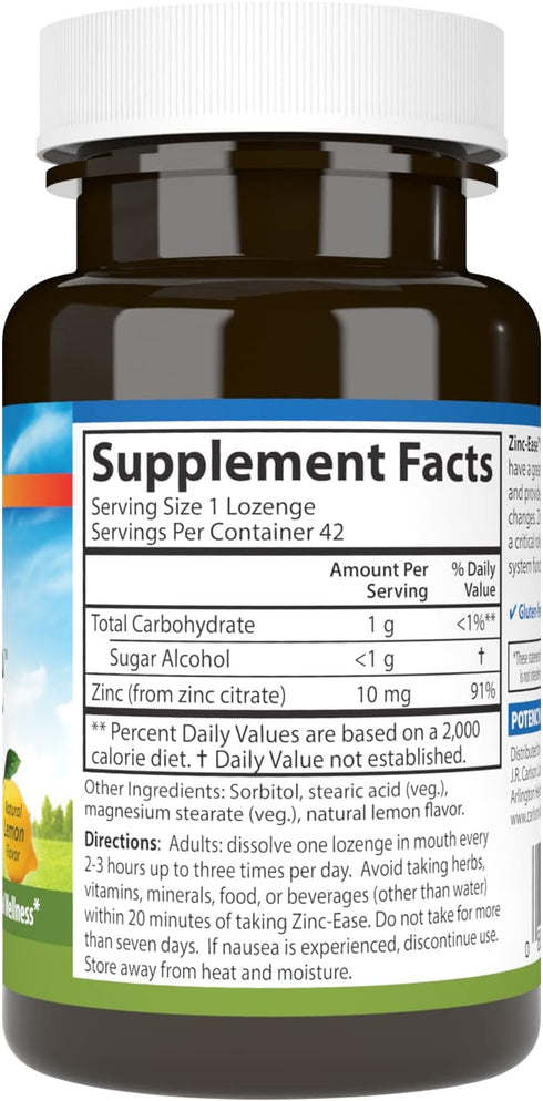 Carlson - Zinc-Ease, Soothing Lozenge, Immune Support & Optimal Wellness, Antioxidant, Lemon, 42 Lozenges...
