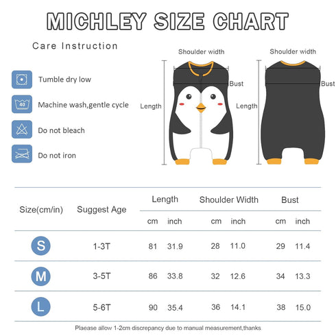 MICHLEY Toddler Sleeping Sack with Feet Newborn Infant Sleeveless Sleeping Bag 2-Way Zipper Baby Wearable Blanket for Walkers,Penguin,3-5T...