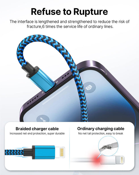 Aioneus iPhone Charger Cord 3ft 3Pack MFi Certified Lightning Cable Fast Charging Nylon Braided Phone Charger Cable Compatible with iPhone 14 13 P...